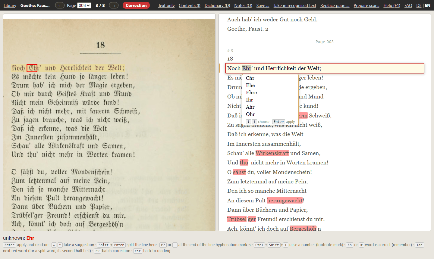 Correcting: the word is framed in the image, the suggestions below it